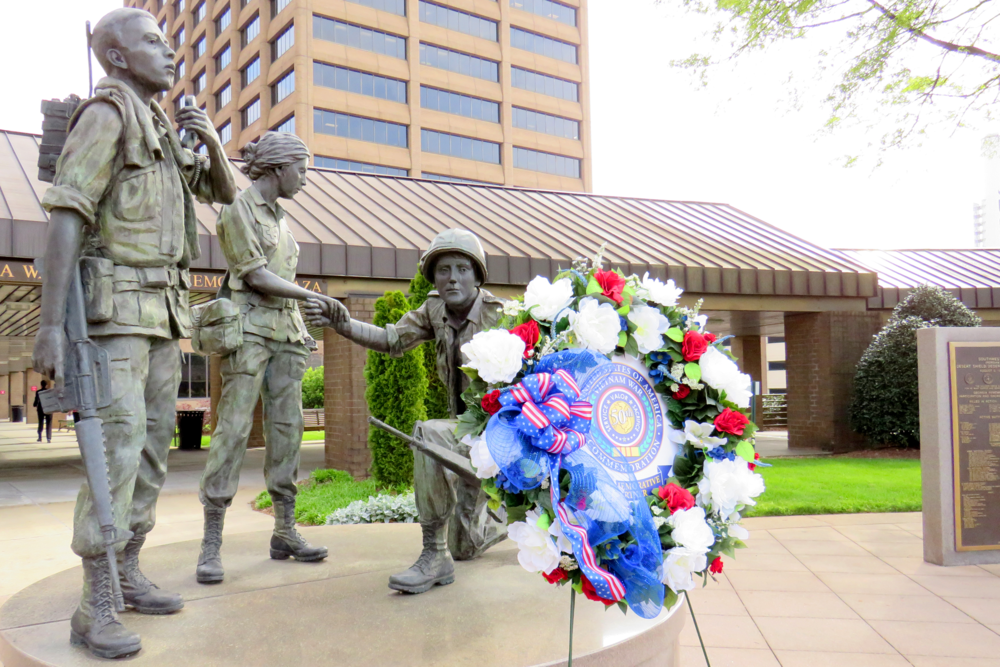 The State of Georgia's Vietnam War Memorial is composed of three soldiers.