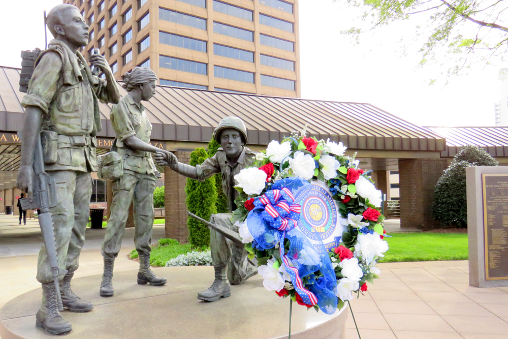 The State of Georgia's Vietnam War Memorial is composed of three soldiers. 