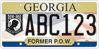 A Georgia veteran's license plate featuring the POW/MIA banner.