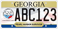 A Georgia veteran's license plate featuring the Ruptured Duck in honor of Pearl Harbor survivors. 